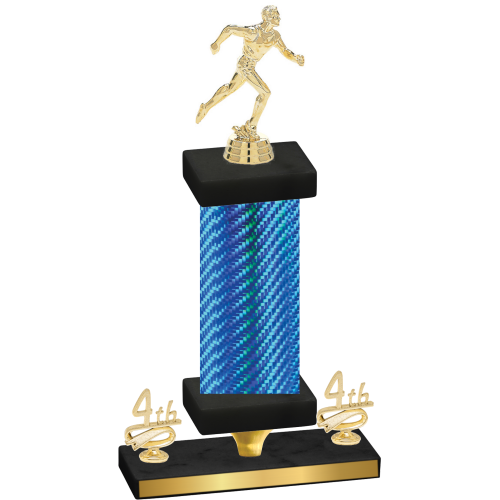 Premium Single Blue Carbon Fiber Fourth Place Running Trophy