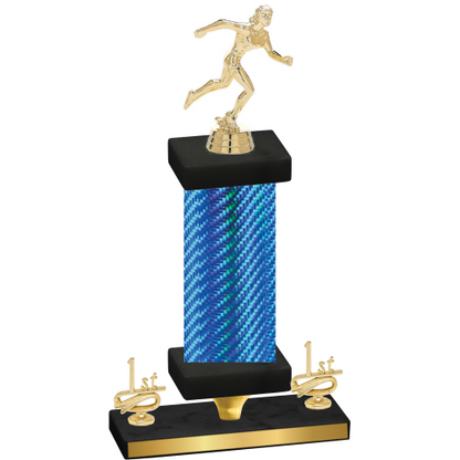 Premium Single Blue Carbon Fiber First Place Running Trophy