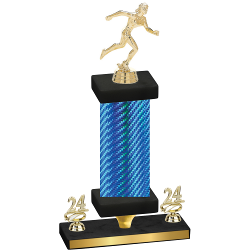 Premium Single Blue Carbon Fiber Year Running Trophy