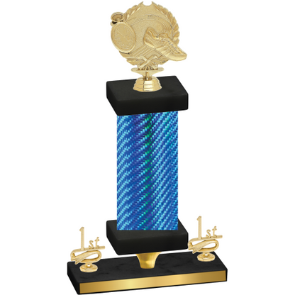 Premium Single Blue Carbon Fiber First Place Running Trophy