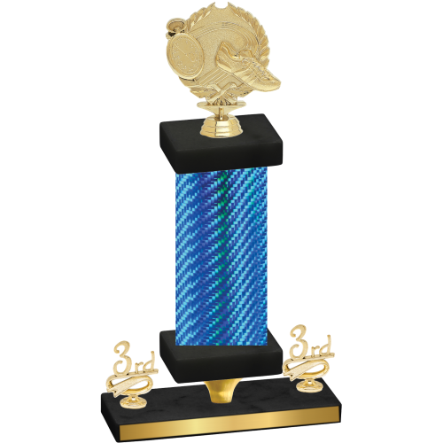 Premium Single Blue Carbon Fiber Third Place Running Trophy