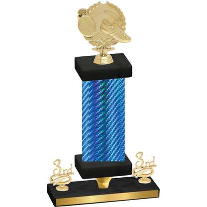 Premium Single Blue Carbon Fiber Third Place Running Trophy