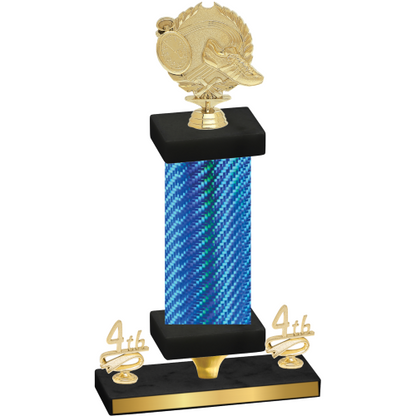 Premium Single Blue Carbon Fiber Fourth Place Running Trophy