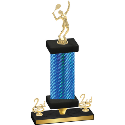 Premium Single Blue Carbon Fiber Second Place Tennis Trophy