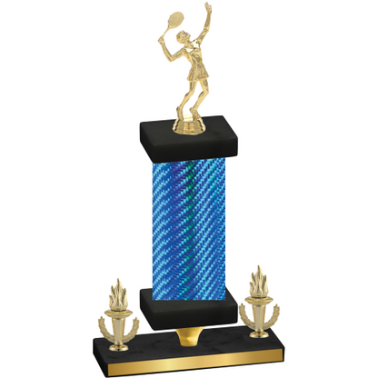 Premium Single Blue Carbon Fiber Victory Tennis Trophy