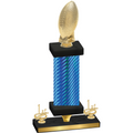 Premium Single Blue Carbon Fiber First Place Football Trophy