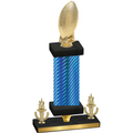 Premium Single Blue Carbon Fiber Victory Football Trophy