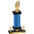 Premium Single Blue Carbon Fiber Year Football Trophy