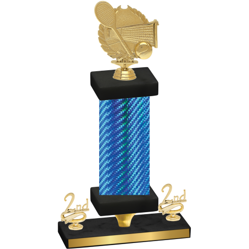 Premium Single Blue Carbon Fiber Second Place Tennis Trophy