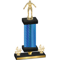 Premium Single Blue Carbon Fiber Fourth Place Wrestling Trophy