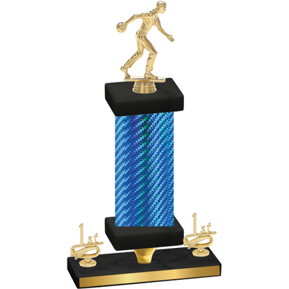 Premium Single Blue Carbon Fiber First Place Bowling Trophy