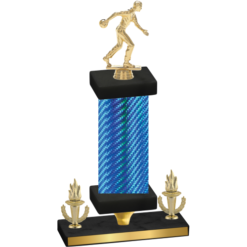 Premium Single Blue Carbon Fiber Victory Bowling Trophy