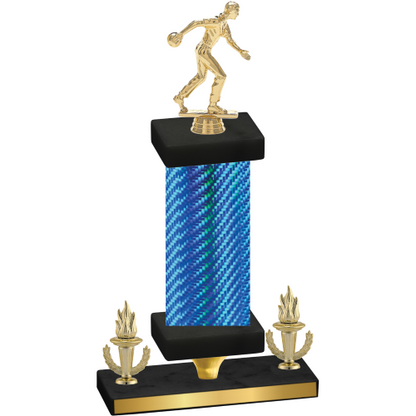 Premium Single Blue Carbon Fiber Victory Bowling Trophy