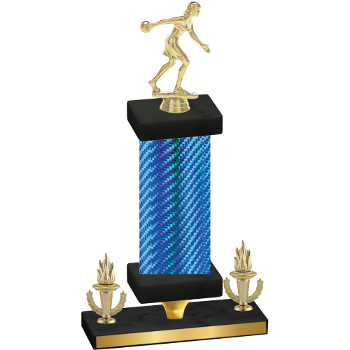 Premium Single Blue Carbon Fiber Victory Bowling Trophy