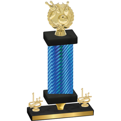 Premium Single Blue Carbon Fiber First Place Bowling Trophy