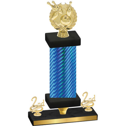 Premium Single Blue Carbon Fiber Second Place Bowling Trophy