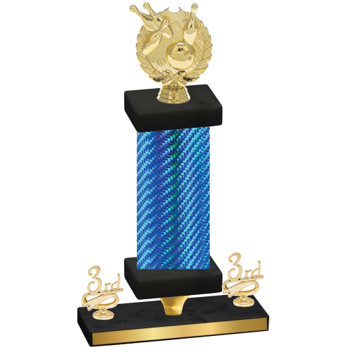 Premium Single Blue Carbon Fiber Third Place Bowling Trophy