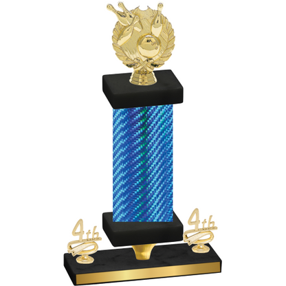 Premium Single Blue Carbon Fiber Fourth Place Bowling Trophy