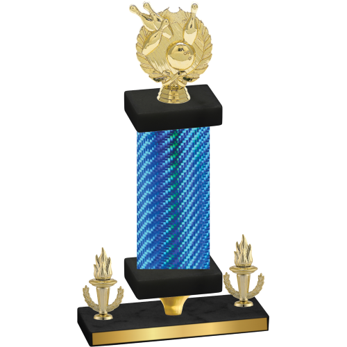 Premium Single Blue Carbon Fiber Victory Bowling Trophy
