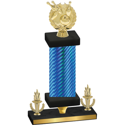 Premium Single Blue Carbon Fiber Victory Bowling Trophy