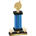 Premium Single Blue Carbon Fiber Third Place Volleyball Trophy