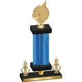 Premium Single Blue Carbon Fiber Victory Volleyball Trophy