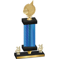 Premium Single Blue Carbon Fiber Year Volleyball Trophy