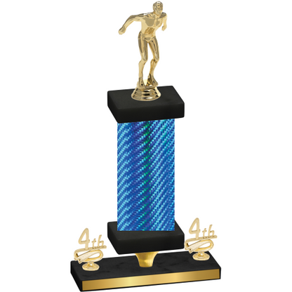 Premium Single Blue Carbon Fiber Fourth Place Swimming Trophy
