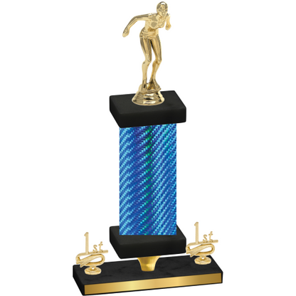 Premium Single Blue Carbon Fiber First Place Tennis Trophy