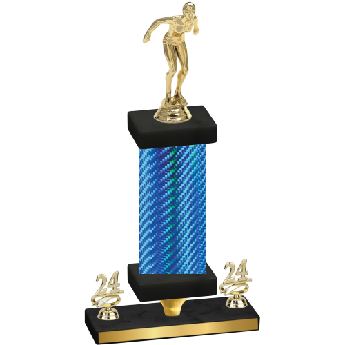 Premium Single Blue Carbon Fiber Year Tennis Trophy