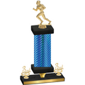 Premium Single Blue Carbon Fiber Third Place Football Trophy