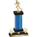 Premium Single Blue Carbon Fiber Fourth Place Football Trophy