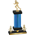 Premium Single Blue Carbon Fiber Victory Football Trophy
