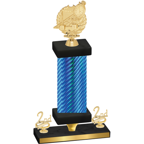 Premium Single Blue Carbon Fiber Second Place Swimming Trophy