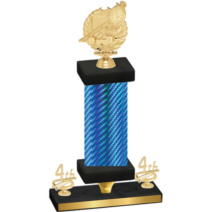 Premium Single Blue Carbon Fiber Fourth Place Swimming Trophy
