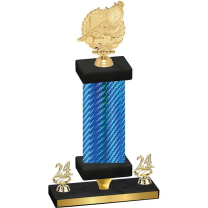 Premium Single Blue Carbon Fiber Year Swimming Trophy