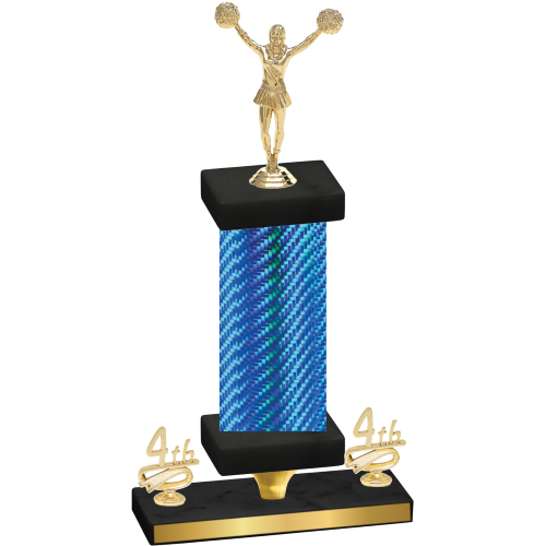 Premium Single Blue Carbon Fiber Fourth Place Cheerleading Trophy