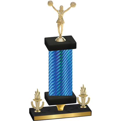 Premium Single Blue Carbon Fiber Victory Cheerleading Trophy