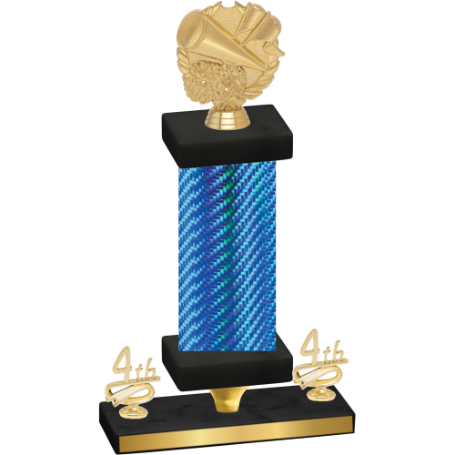 Premium Single Blue Carbon Fiber Fourth Place Cheerleading Trophy