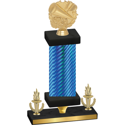 Premium Single Blue Carbon Fiber Victory Cheerleading Trophy