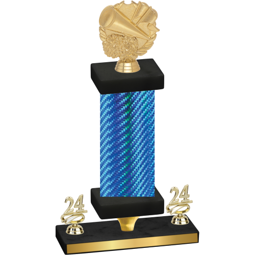 Premium Single Blue Carbon Fiber Year Cheerleading Trophy