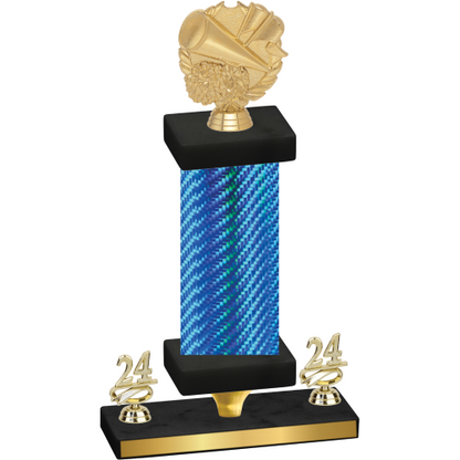Premium Single Blue Carbon Fiber Year Cheerleading Trophy