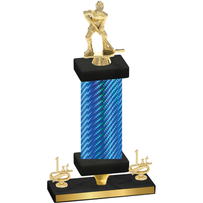 Premium Single Blue Carbon Fiber First Place Hockey Trophy