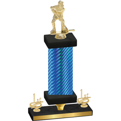 Premium Single Blue Carbon Fiber First Place Hockey Trophy