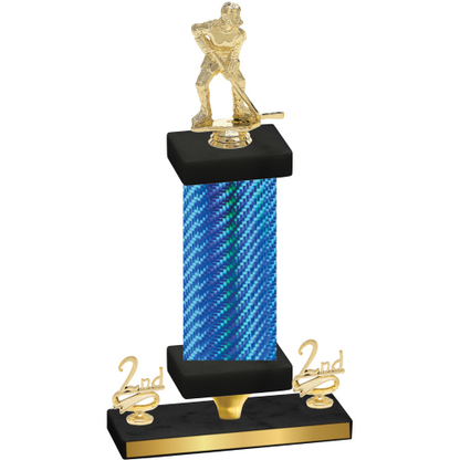 Premium Single Blue Carbon Fiber Second Place Hockey Trophy