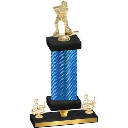 Premium Single Blue Carbon Fiber Third Place Hockey Trophy