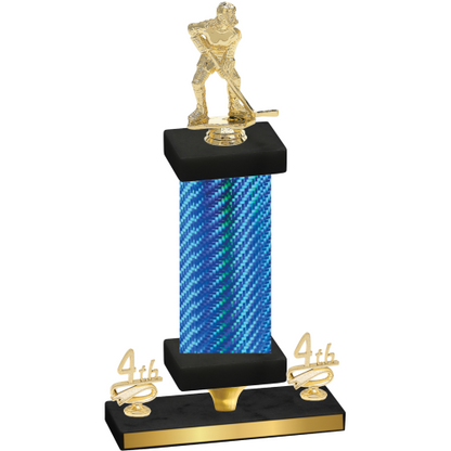 Premium Single Blue Carbon Fiber Fourth Place Hockey Trophy