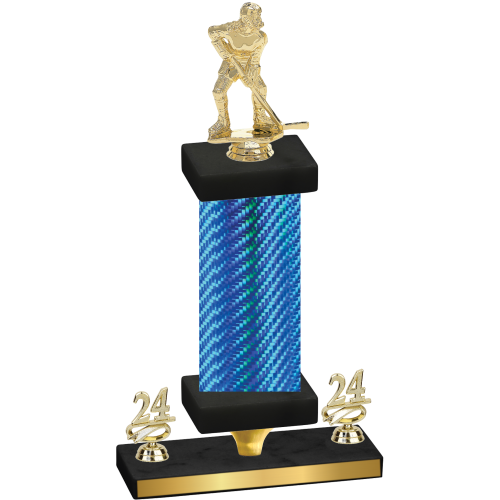 Premium Single Blue Carbon Fiber Year Hockey Trophy