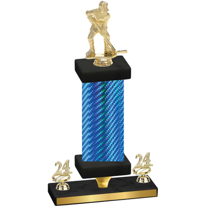 Premium Single Blue Carbon Fiber Year Hockey Trophy