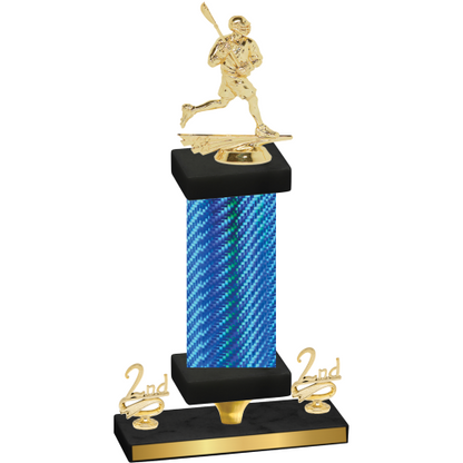Premium Single Blue Carbon Fiber Second Place Lacrosse Trophy